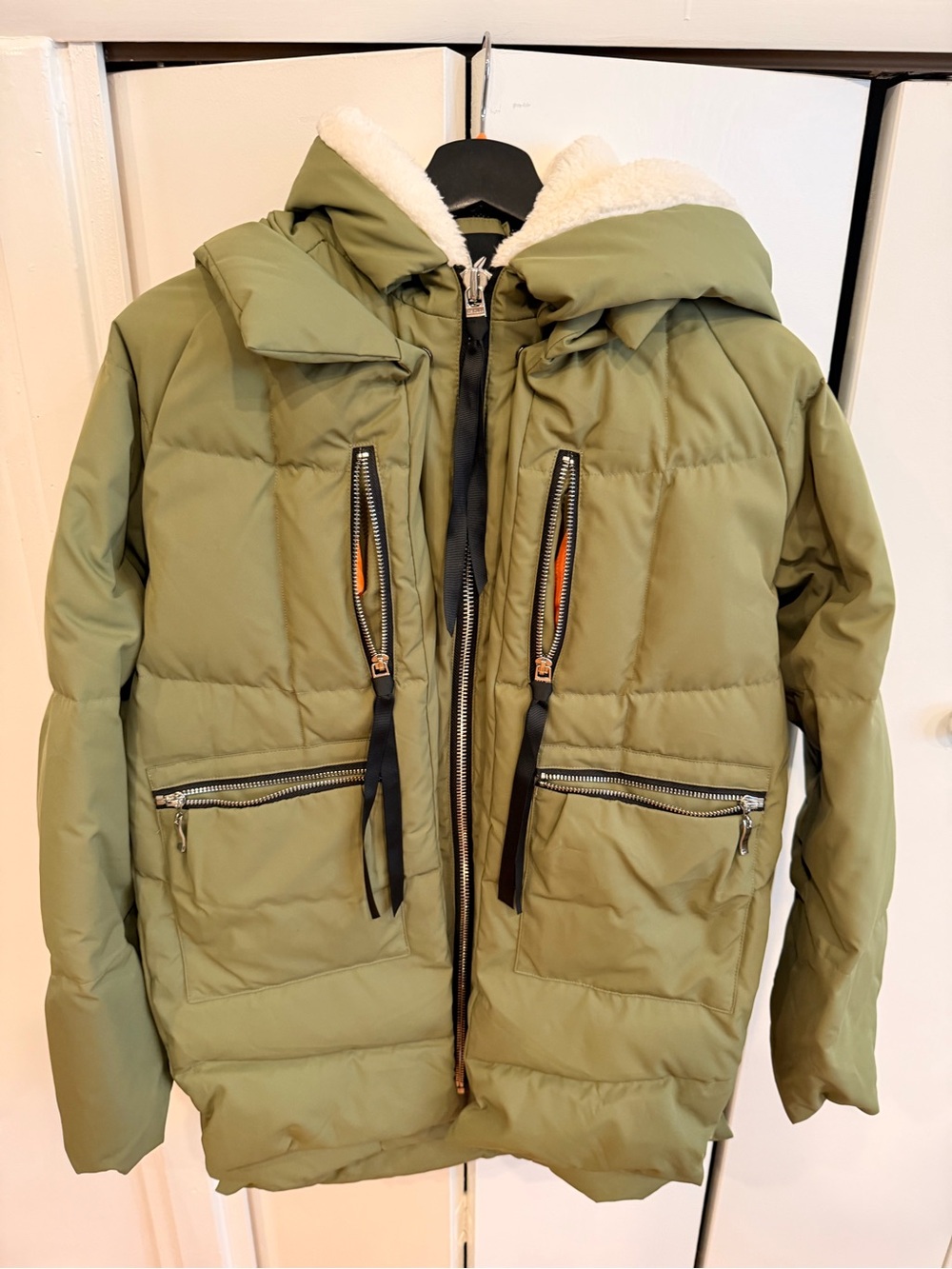 Woman’s Olive Green Hooded Puffer Jacket - Casual Winter Coat